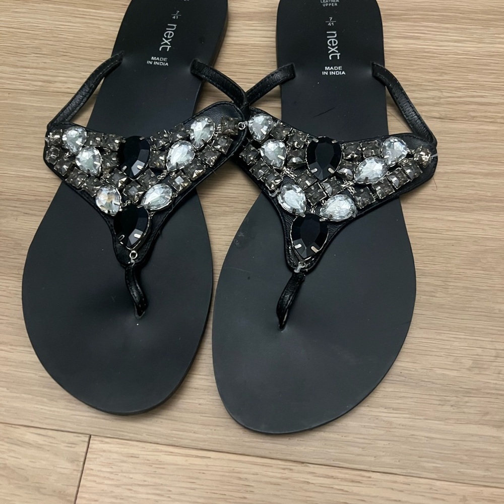 Next Black Embellished Women's Sandals/ flip flops